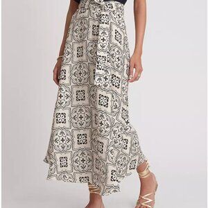 ANN TAYLOR Petite Tiled Tie Waist Maxi Skirt